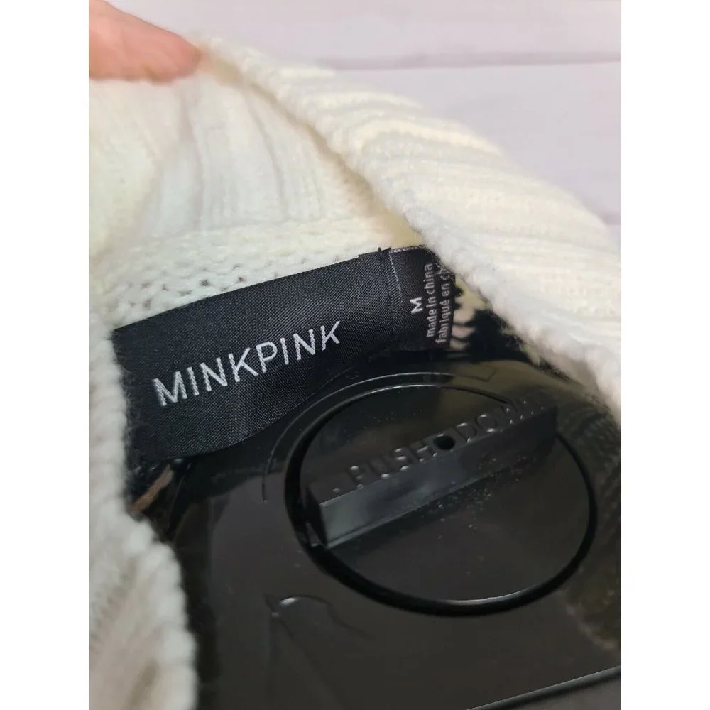 MINK PINK women size M 1980s retro style knitted jumper ugly sweater tassels - Picture 6 of 9